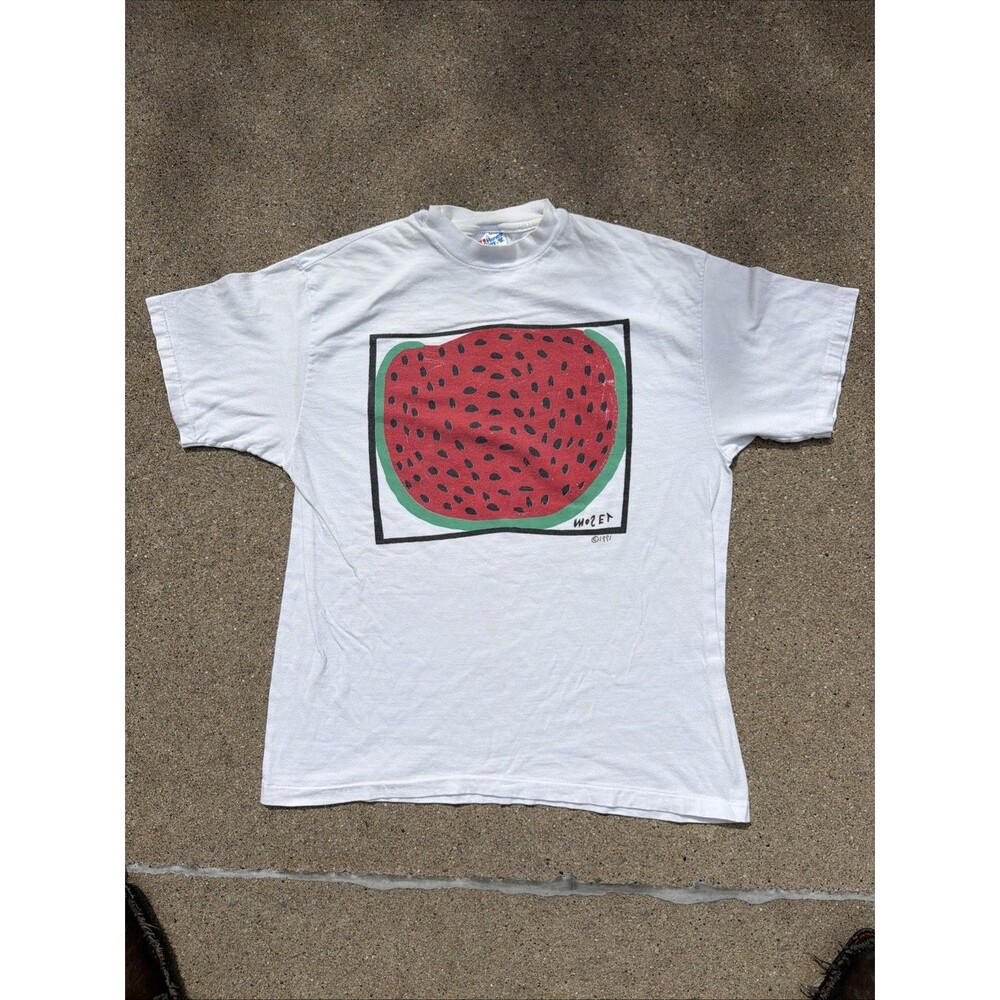 Vintage Hanes Beefy 1991 Mose Tolliver Watermelon Art Graphic Large Shirt
